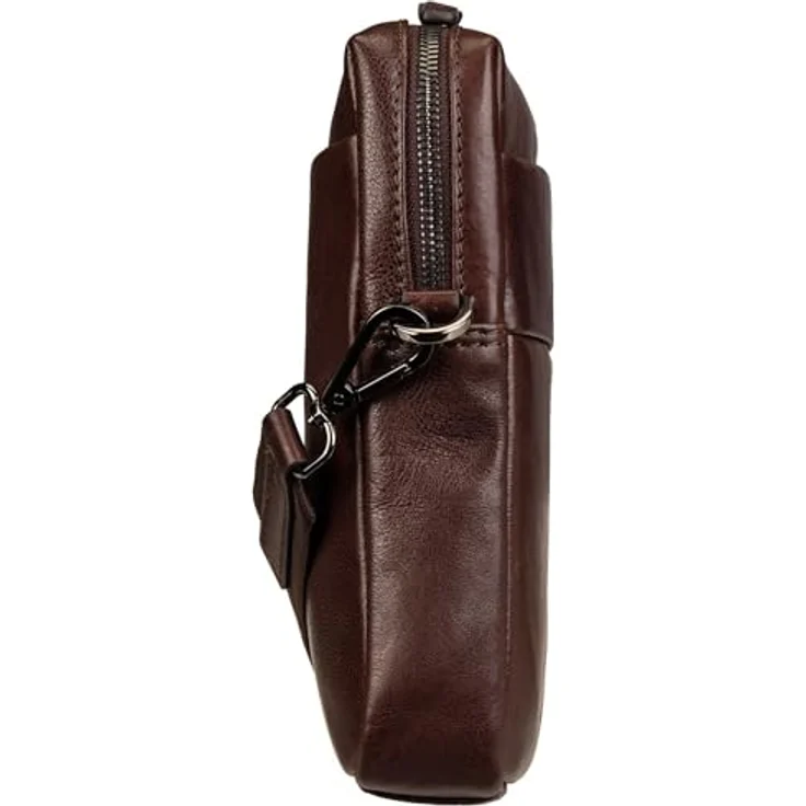 Braun Büffel Arezzo, Handtasche aus vegetabil gegerbtem Rindleder mit sportlichem Gurtband, Braun – Bild 3