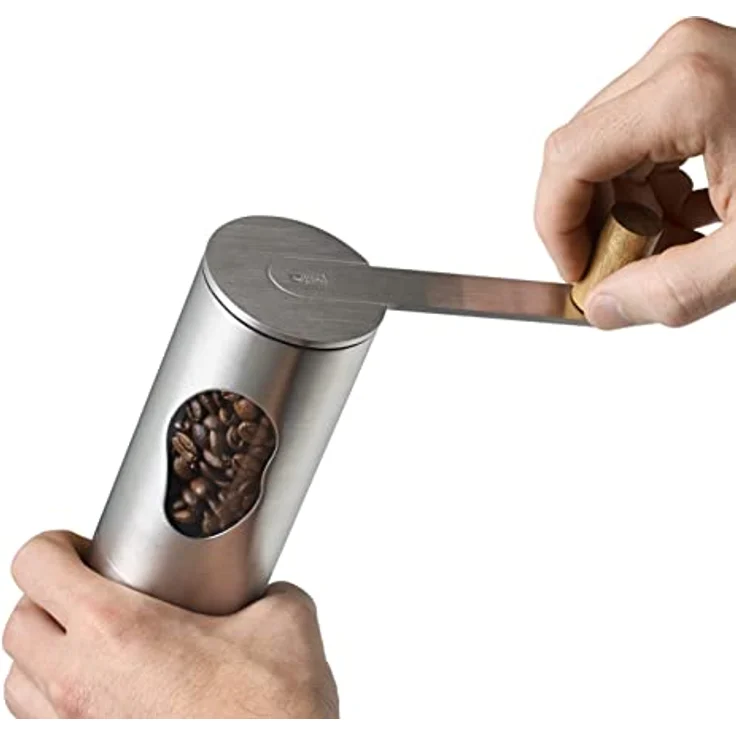 AdHoc MC02 Kaffeemühle Mrs. Bean, CeraCutXL Keramik Mahlwerk, Edelstahl und Akazienholz, 50 g Fassungsvermögen – Bild 2