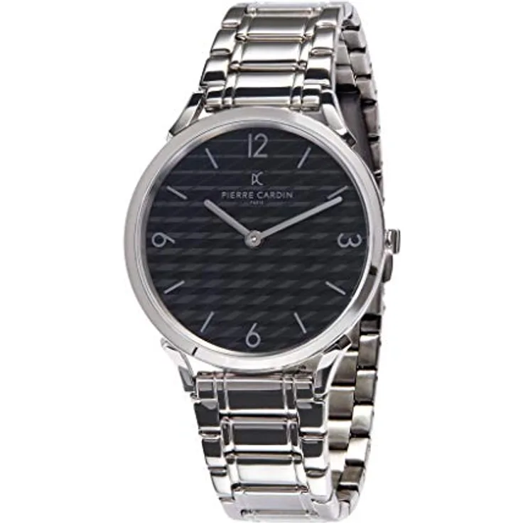 Pierre Cardin Watch CPI.2019, Silber Edelstahl Band, Schwarz Zifferblatt, 3 bar wasserdicht