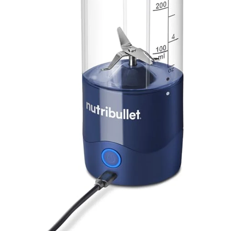 NutriBullet Tragbarer 60-W-Mixer in Marineblau – leistungsstarke Extraktorklinge, 590-ml-Tasse, To-Go-Deckel, USB-C-Ladekabel – Bild 4