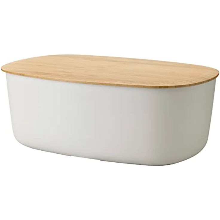 RIG-TIG Brotkasten BOX-IT - Aufbewahrungsbox für Brot, Brötchen, Kekse, Gebäck, Schneidebrett als Deckel - Skandinavisches Design, Küchenzubehör - hellgrau – Bild 1