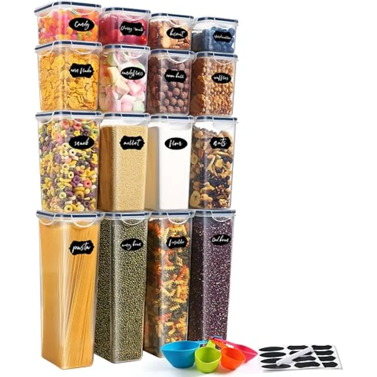YASHE Vorratsdosen Set, luftdicht, 10 x 1.5L, BPA-freier Kunststoff, mit wiederverwendbaren Etiketten und Löffeln