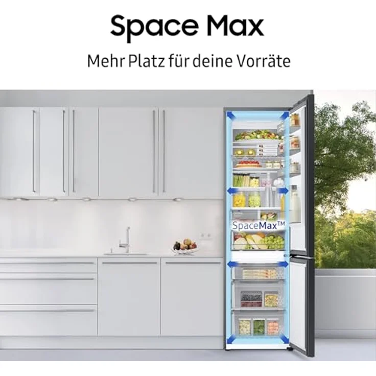 Samsung Kühlschrank 185 cm 387 l SmartThings AI Energy Mode SpaceMax Außendisplay No Frost+ Power Cool Edelstahl Look RR39C7BH6S9/EG – Bild 5