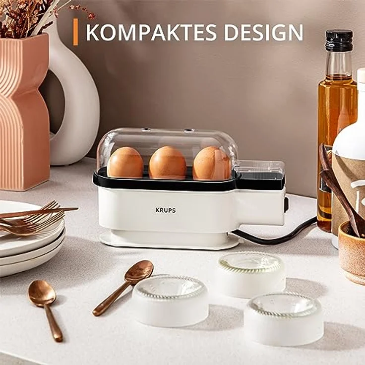 Krups Ovomat Trio Eierkocher, Für bis zu 3 Eier, Inkl. Wasser-Messbecher mit Eierstecher, Eierhalter, Signalton, BPA-frei, EG234115 – Bild 5