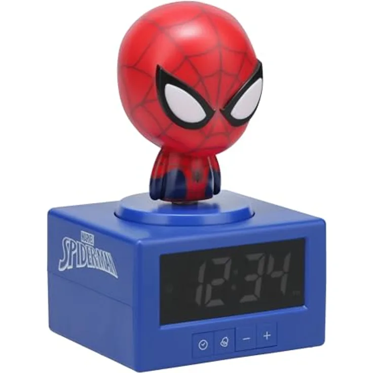 Paladone Products Spider-Man Icon Alarm Clock, digitaler Wecker mit Nachtlichtfunktion und offiziellen Sounds, 15 cm