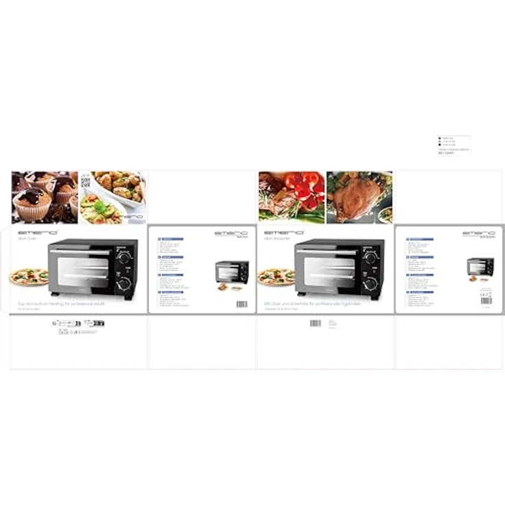 Emerio Minibackofen MO-124451, 800 W, 10 Liter, einstellbare Temperatur 90-230°C, schwarz, mit Ober- und Unterhitze, inkl. Backblech und Grillrost – Bild 6