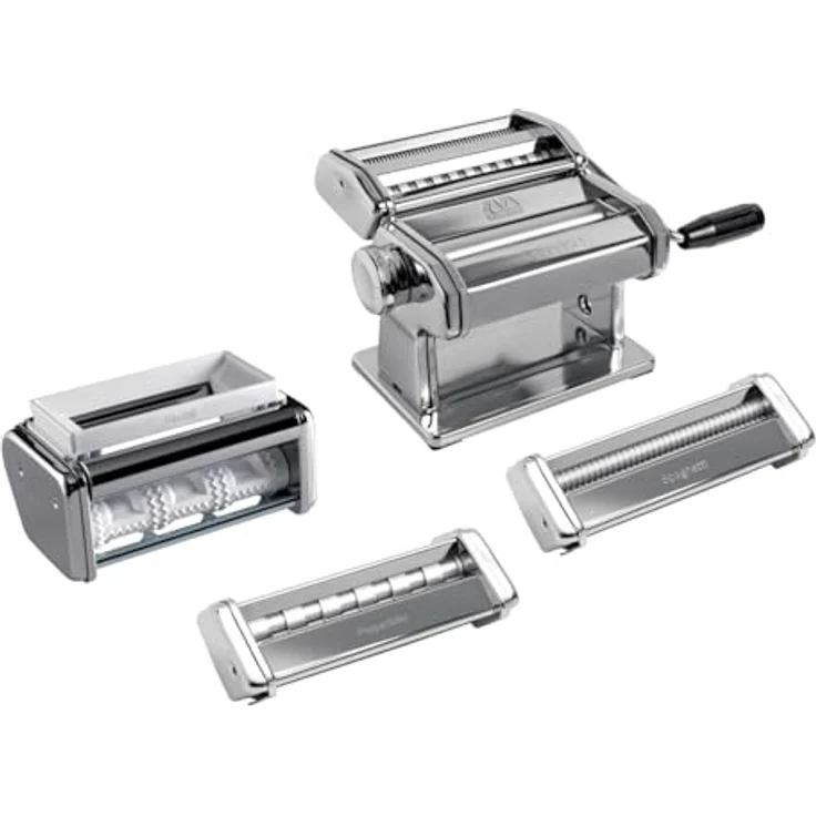 Marcato Multipast, Pastamaschinen-Set aus verchromtem Stahl, vielseitig einsetzbar für Lasagne, Ravioli, Spaghetti und Pappardelle, 20 x 20 x 15 cm, einfach zu bedienen und reinigen – Bild 1