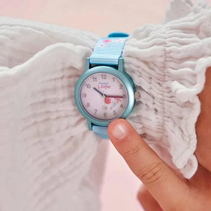 Prinzessin Lillifee Armbanduhr Mädchen Kinder Quarzuhr Analog, mit Textil Armband, Türkis, 3 bar Wasserdicht, Kommt in Uhren Geschenk Box, 2031757 – Bild 3