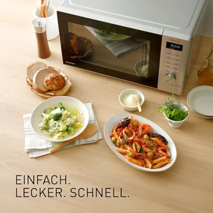 Panasonic NN-SD36QSEPG, Solo-Mikrowelle mit 1000 Watt, 29 l Volumen, Silber, Inverter-Technologie, automatische Auftaufunktion – Bild 2