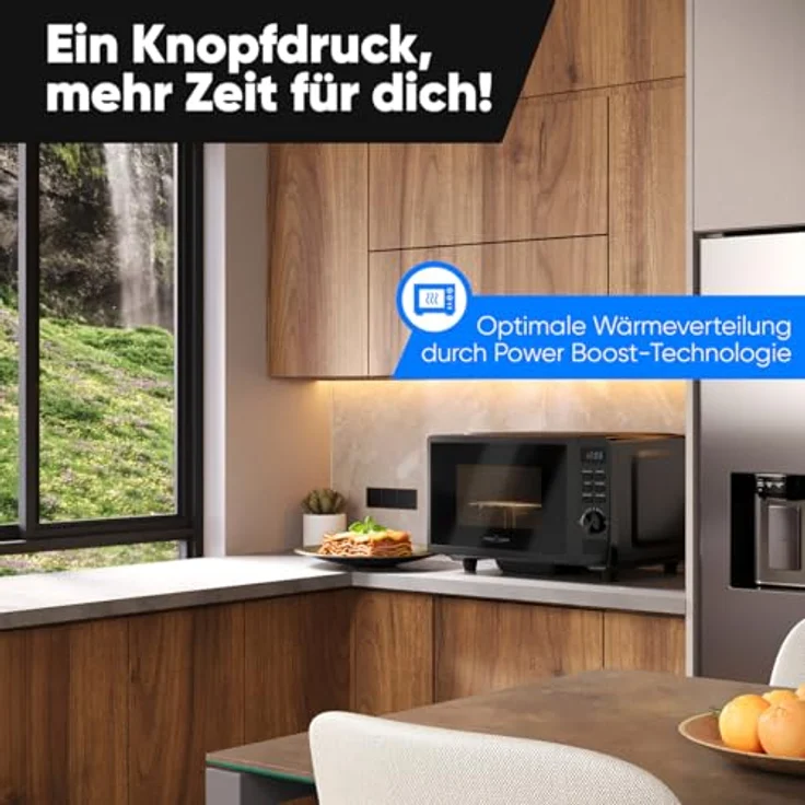 ProfiCook Mikrowelle mit Grill 20L ohne Drehteller, schwarz mit Timer + Auftaufunktion 1150W - PC MWG 1278 – Bild 6