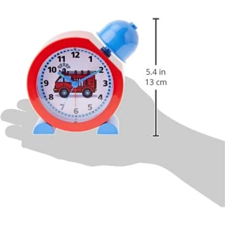TFA Dostmann Analoger Kinderwecker TatüTata 60.1011.05, Feuerwehr Uhr mit Sirenenton, rot, stoßsicher, L158 x B68 x H173 mm – Bild 3