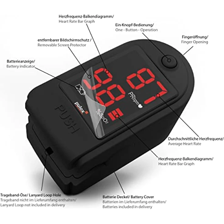 Pulsoximeter PULOX PO-100 Solo in Schwarz – Bild 2