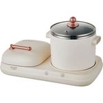 "Adler Tischgrill AD 6421, 1320 W, Frühstücksstation 2in1 Grill und Kochtopf, cremefarben"