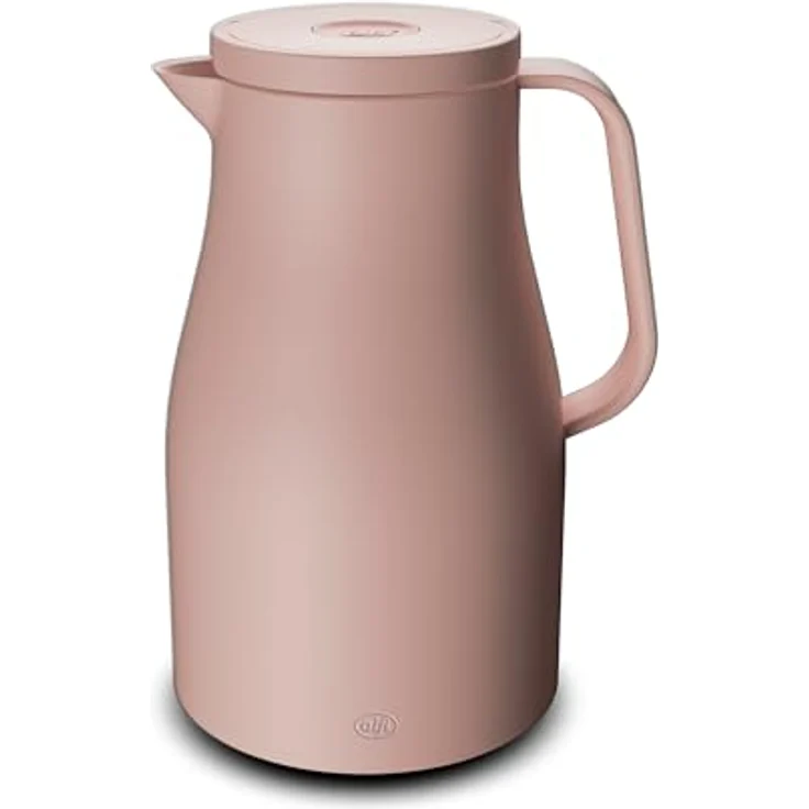Alfi Isolierkanne, 1.0 l, rosa, aus Bio-Kunststoff mit Druckknopf für einhändiges Ausgießen, hält Getränke bis zu 12 Stunden heiß und 24 Stunden kalt – Bild 1