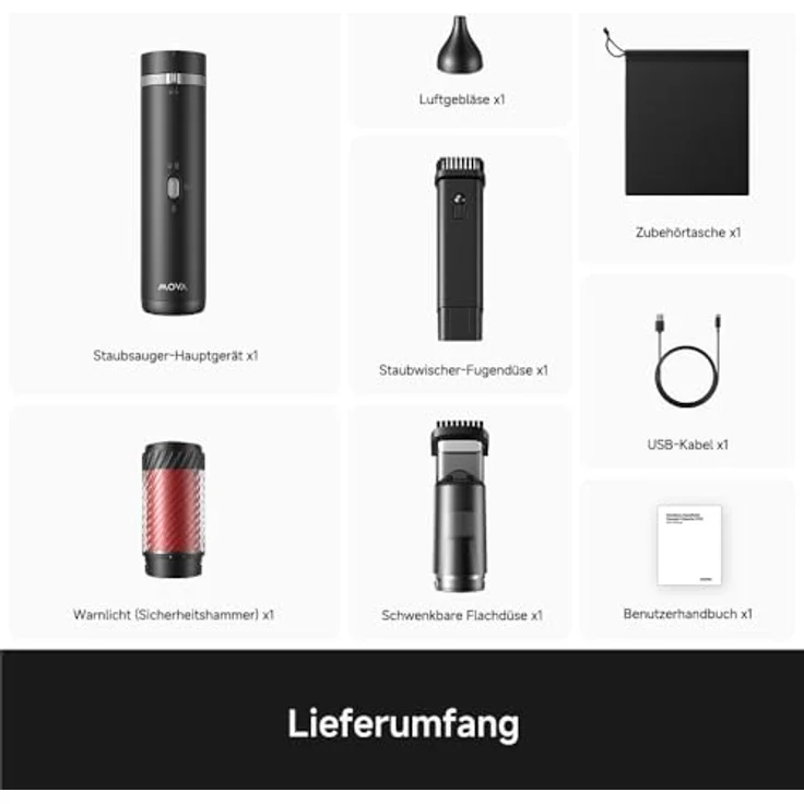 Mova Akku-Handstaubsauger H10, 120 W, beutellos, mit bürstenlosem Vortex Core™-Motor, 3‑in‑1 Zubehör und Sicherheitsfunktionen – Bild 10