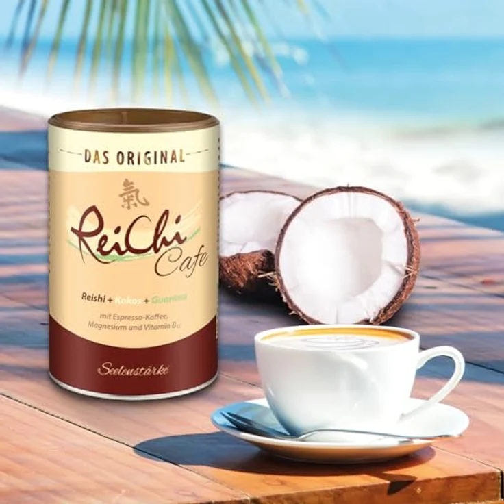 Dr. Jacob's Reichi Cafe Pulver 400 g, exotisch-cremiger Kaffee mit Reishi-Pilz, Kokos, Vitamin B12 & Magnesium, vegan, ohne Zucker – Bild 6