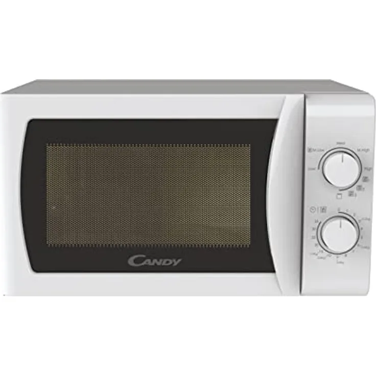 Candy Idea CMG20SMW Mikrowelle mit Grill, 20 l, 700 W-1050 W, 5 Leistungsstufen, 4 automatische Programme, akustische Alarmeinstellung, Teller 25,5 cm, Grill Rack, Auftauen, linke Öffnung Weiß