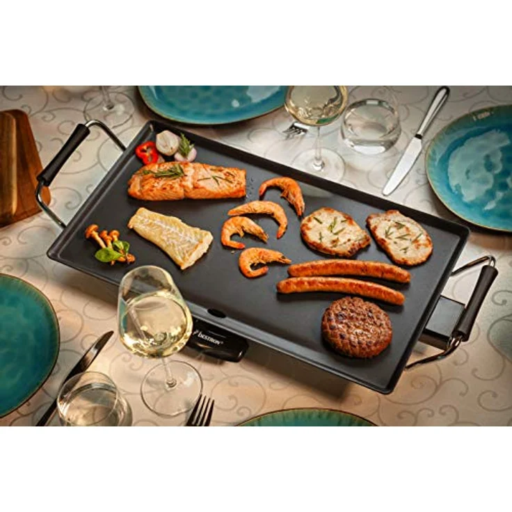 Bestron Elektrische Plancha--Teppanyaki-Grillplatte mit Antihaftbeschichtung, 2000 W, Schwarz – Bild 6