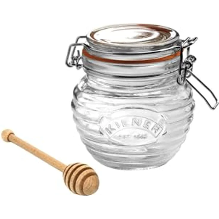 Kilner Honigtopf mit Deckel und Honignehmer - Honigspender - Glas - schöne Vintage Optik – Bild 2