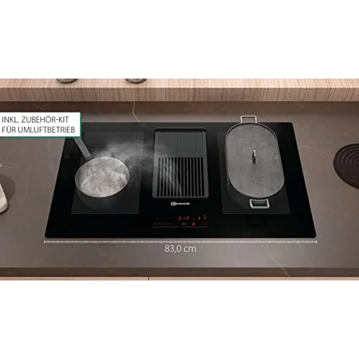 Bauknecht BVH80 Venting Flexi Induktions-Kochfeld mit integriertem Dunstabzug / 83 cm/Booster-Funktion/Kindersicherung/CombiDuo/Restwärmeanzeige/Flächenbündiges Design/Touch-Control – Bild 2