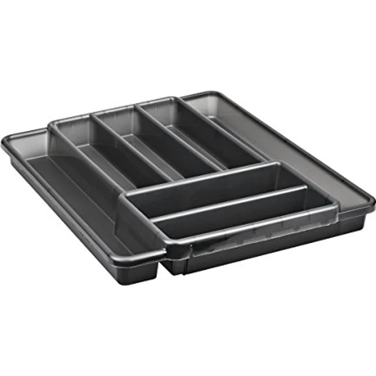 Rotho Domino Besteckkasten mit 7 Fächern, Kunststoff (PP) BPA-frei, anthrazit, (39,7 x 34,1 x 5,1 cm) – Bild 3
