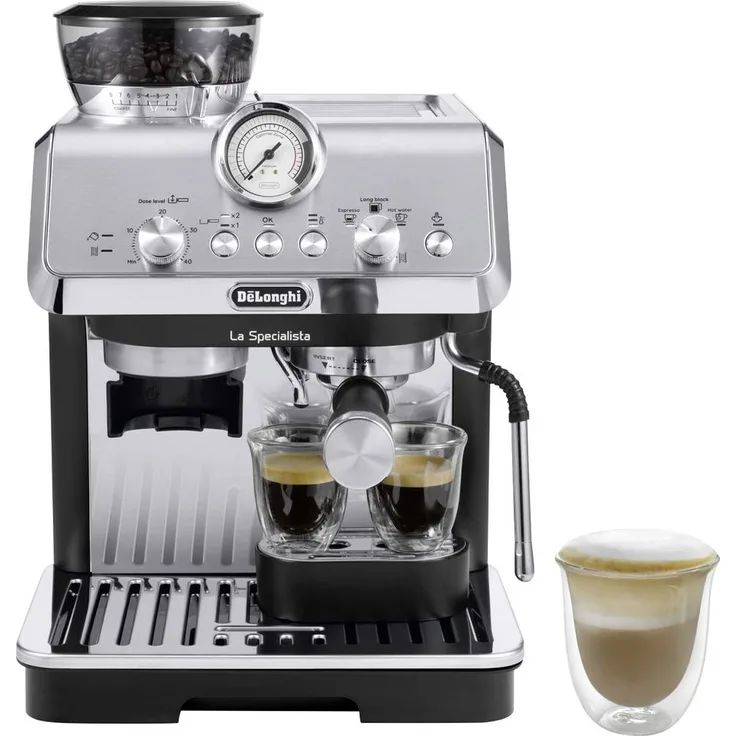 DeLonghi EC9155.W, Espressomaschine La Specialista Arte mit Siebträger, Metallic-Grau (glänzend), 1300W, Barista-Qualität