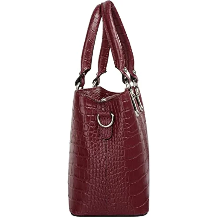 Cluty Umhängetasche echt Leder, Kroko-Optik, Made in Italy, 2-geteiltes Hauptfach, verstellbarer Schultergurt – Bild 6