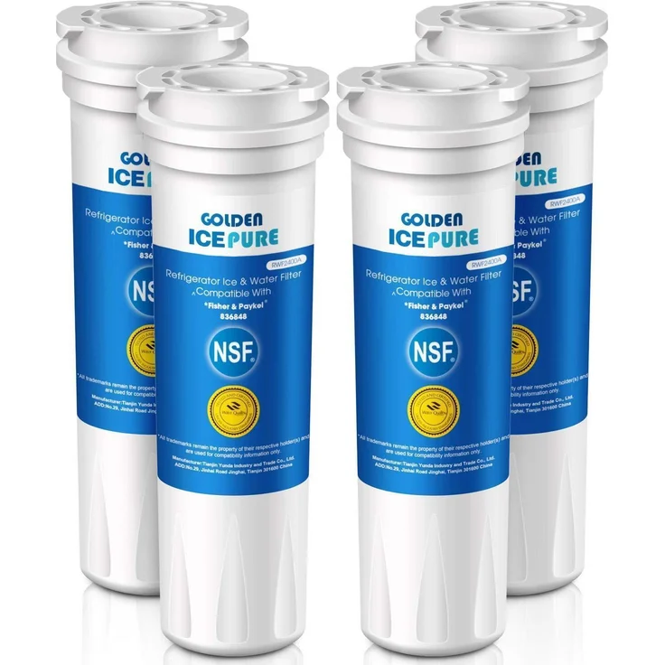 GOLDEN ICEPURE Kühlschrank-Wasserfilter Ersatz für Fisher & Paykel 836848, 836860, WF296, RWF2400A, 4 Stück, weiß, Kunststoff, 20.8 cm hoch