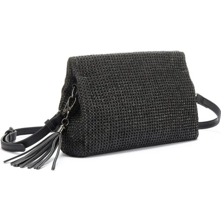 Vivance Umhängetasche Clutch, Schultertasche in Bast-Optik, verstellbarer Schulterriemen, VEGAN
