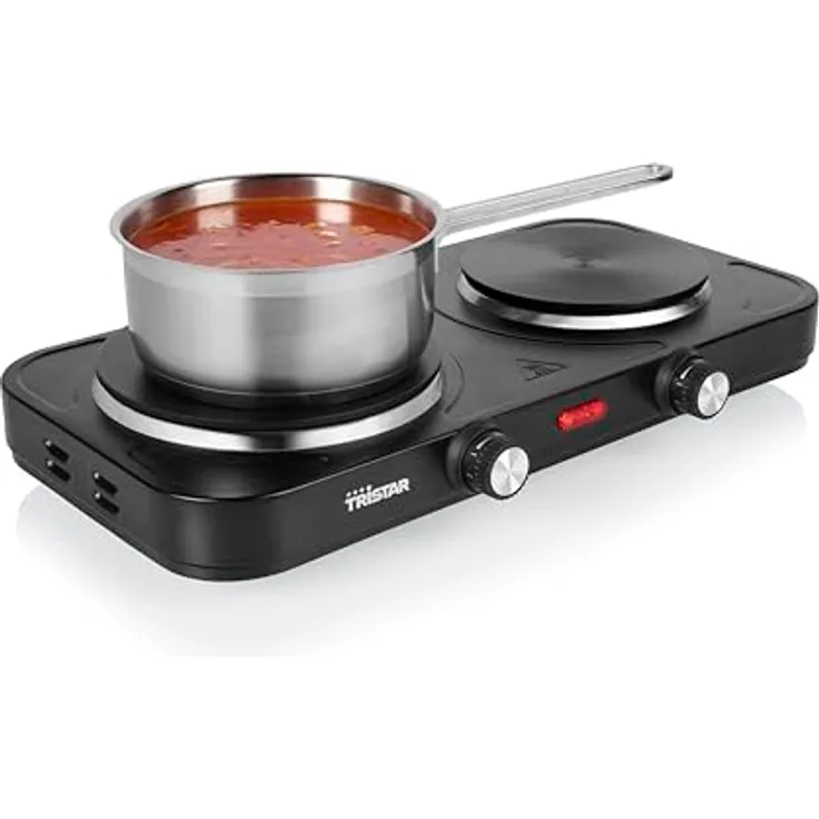 Tristar Tragbare Kochplatte - Doppelbrenner - 2.500 W - KP-6152 - Ideal für Studentenunterkünfte, Camping & amerikanische Küche