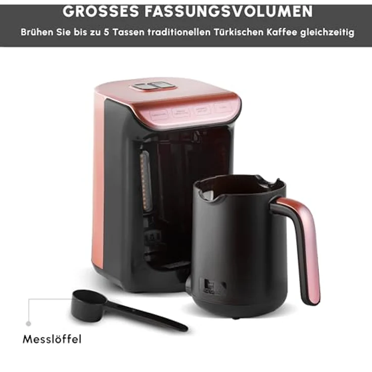 Karaca Hatır Roast Türkische Kaffeemaschine Roségold 5 Tassen Kapazität Viel Schaum, 535W, Sprachwarnsystem, Lichtwarnsystem, Messlöffel, Einfache Reinigung – Bild 3