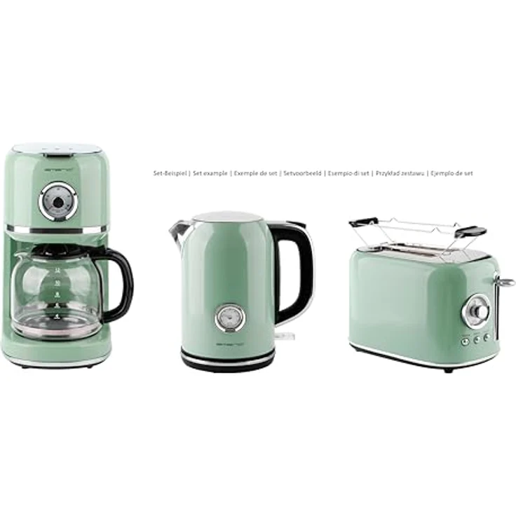 Emerio Toaster TO-133281, Retro-Toaster aus grünem Edelstahl mit 7 Bräunungsstufen, Auftau- und Aufwärmfunktion, automatischer Zentrierung, Abbruchfunktion, herausnehmbarer Krümelschublade und Brötchenwärmer – Bild 5