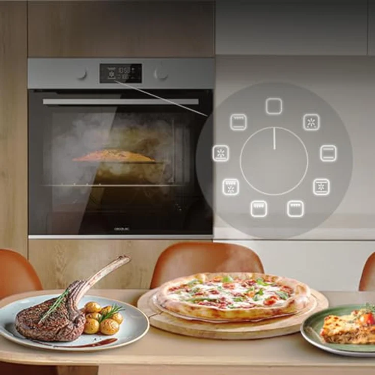 Cecotec Einbau-Backofen Pyrolyse Bolero Hexa P526000 Line, 73L, 2800W, 9 Funktionen, Touch-Display, Umluft-Modus, Vierfach-Glas-Tür, Kühlgebläse – Bild 4