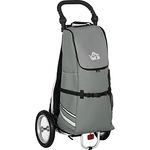 HOMCOM 2 in 1 Lastenanhänger Einkaufstrolley für Einkaufswagen Fahrradanhänger Transportanhänger mit Verbindungsschellen für Fahrradkupplung 24,3 kg max 55 L Alu+Oxford Grau+Silber 53 x 43 x 110 cm