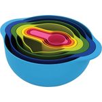 Joseph Joseph 8-tlg. Schüssel Set Speisenzubereitung Rührschüsseln Messbecher NEST DUO - Platzsparendes Design, rutschfester Boden, spülmaschinenfest