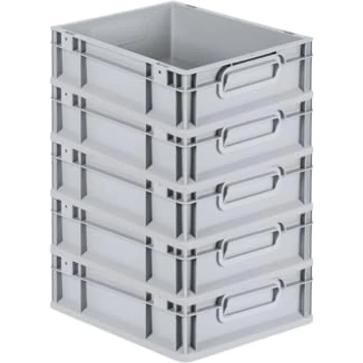 PROREGAL Eurobox NextGen Economy, SuperSparSet 5x mit Scharnierdeckel, Schwarz, 11 Liter, HxBxT 12x30x40cm, lebensmittelecht, stapelbar – Bild 5