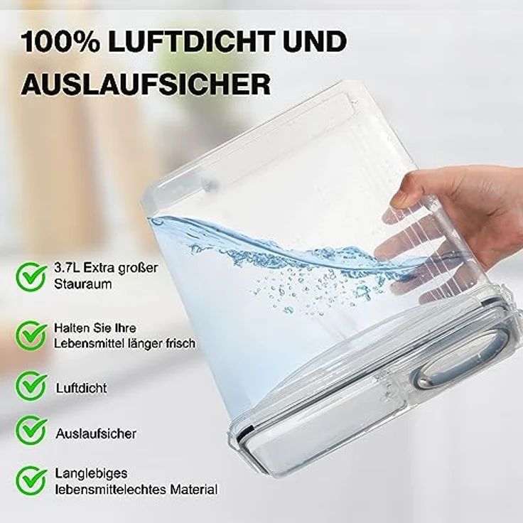 YASHE Vorratsbehälter YH-308-2PCS, 2 x 3,7 L, luftdicht mit transparentem PP, inklusive 16 Etiketten und Kreidemarker – Bild 3