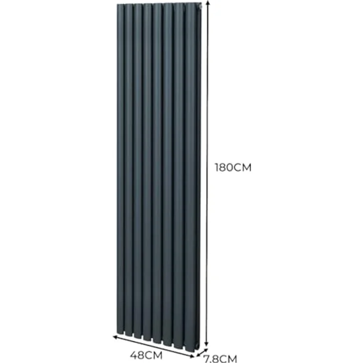 Monster Shop Röhrenheizkörper Oval 1800 x 480mm | Vertikaler Wandheizkörper Paneelheizkörper | Matt Anthrazit Grau Kohlenstoffstahl | Hohe Wärmeleistung, Stabile Montage, Leichte Wartung [Inkl. Reinigungsbürste, Befestigungsset & Halterungen] – Bild 5