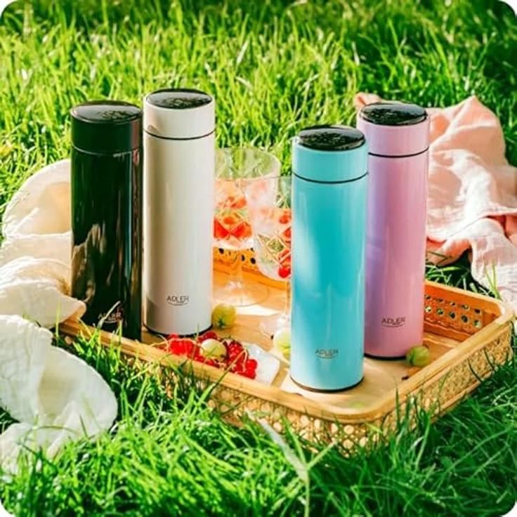 ADLER EUROPE AD4506P Thermobecher, Edelstahl, 473ml, Temperaturanzeige, heiß bis 8 Stunden, kalt bis 12 Stunden, mit Kaffeeseparator und doppelter Vakuumwand – Bild 5