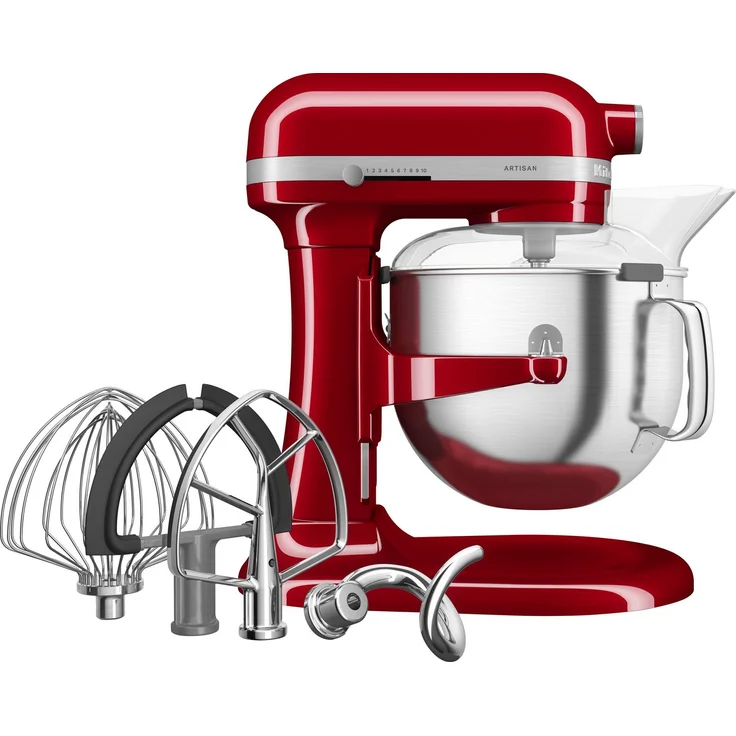 KitchenAid Küchenmaschine 5KSM70SHXEER, 375 W, 6,6 l Schüssel mit Schüsselheber, rot – Bild 1