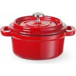 HENDI Gusseisentopf, Emailliertes Gusseisen, rot, für alle Wärmequellen (inkl. Induktion), 0,27L, Ofenfest