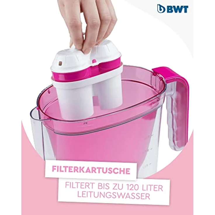 BWT Wasserfilter Vida Rosa 2,6L | Filter mit 1 Magnesium Filterkartusche | Wasserfilter Trinkwasser | Für Speisen & Getränke | Filtert Kalk, Chlor, Blei & Kupfer – Bild 2