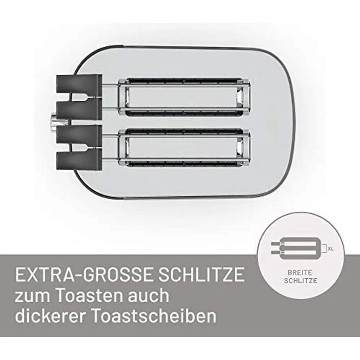 Imetec TostaMaxi 2-Schlitz-Toaster, 600W, 10 Bräunungsstufen, Timer mit automatische Abschaltung, silber, schwarz – Bild 4
