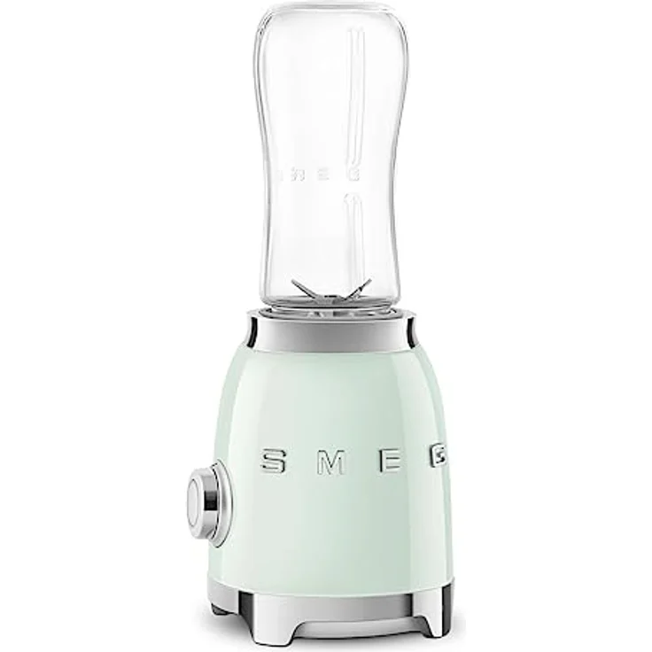 Smeg PBF01 Smoothiemaker, 300 Watt, inkl. 2 x 600 ml To-Go-Trinkflaschen, 2 Geschwindigkeiten, Edelstahl, pastellgrün, Serie: PBF01 – Bild 5