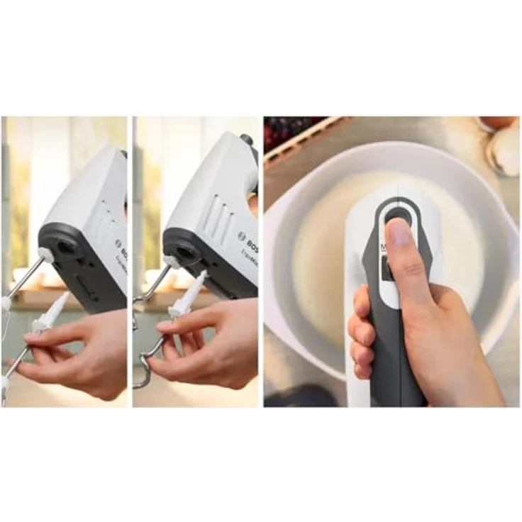 Bosch Hausgeräte MFQ37490, Handmixer mit 750 W Motor, ergonomischem Design und spülmaschinenfesten Teilen, Weiss/Grau – Bild 9