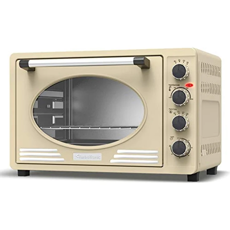 Turbotronic/Retro Minibackofen mit Umluft / 45l / schwarz, rot, blau, beige / 2000W, Mini Backofen, Pizzaofen, Grill (beige) – Bild 4