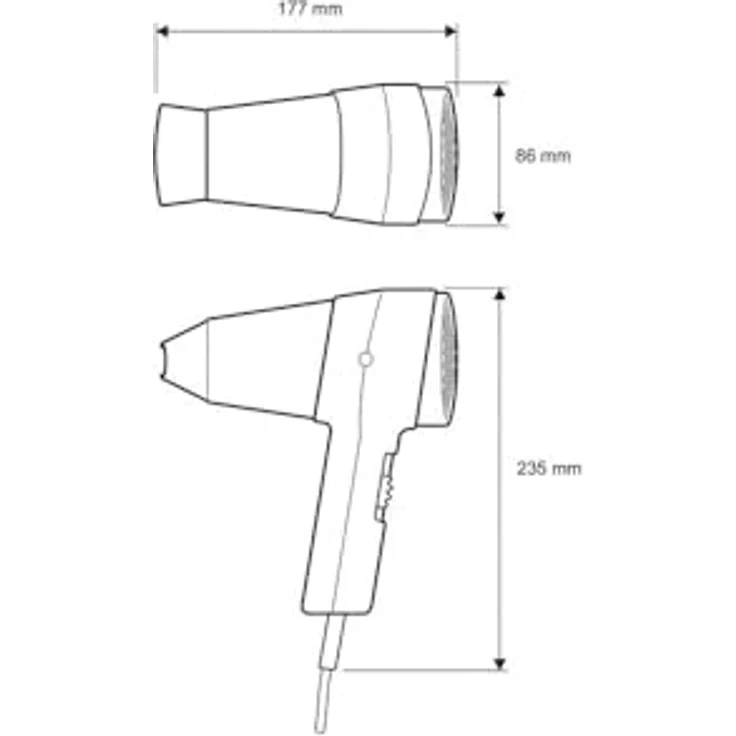 Electrostar TFC 16 Haartrockner, 1600W, Aufhängeöse, Netzschalter, drehbares Kabel, inkl. Ondulier-Düse, schwarz – Bild 2