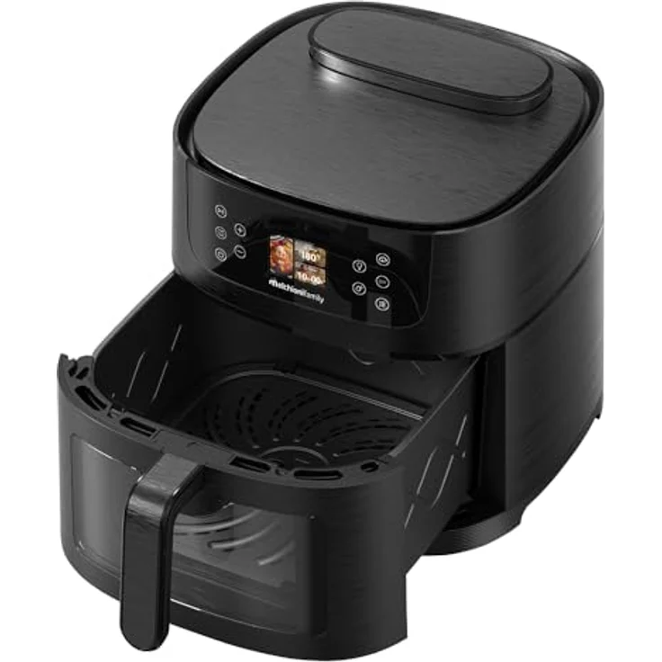 Melchioni Family Dora AI Luftfritteuse, 8 l, mit KI-Lebensmittelerkennung, 24 voreingestellten Programmen und Soft-Dampf, 1800 W, Schublade mit Fenster und Innenlicht – Bild 4