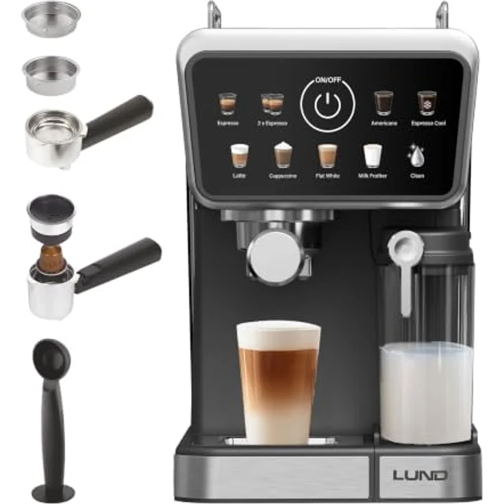 LUND Kaffeevollautomat 68502, 1350W, 9-in-1 mit automatischem Milchaufschäumer und 1,5 l Wassertank – Bild 1