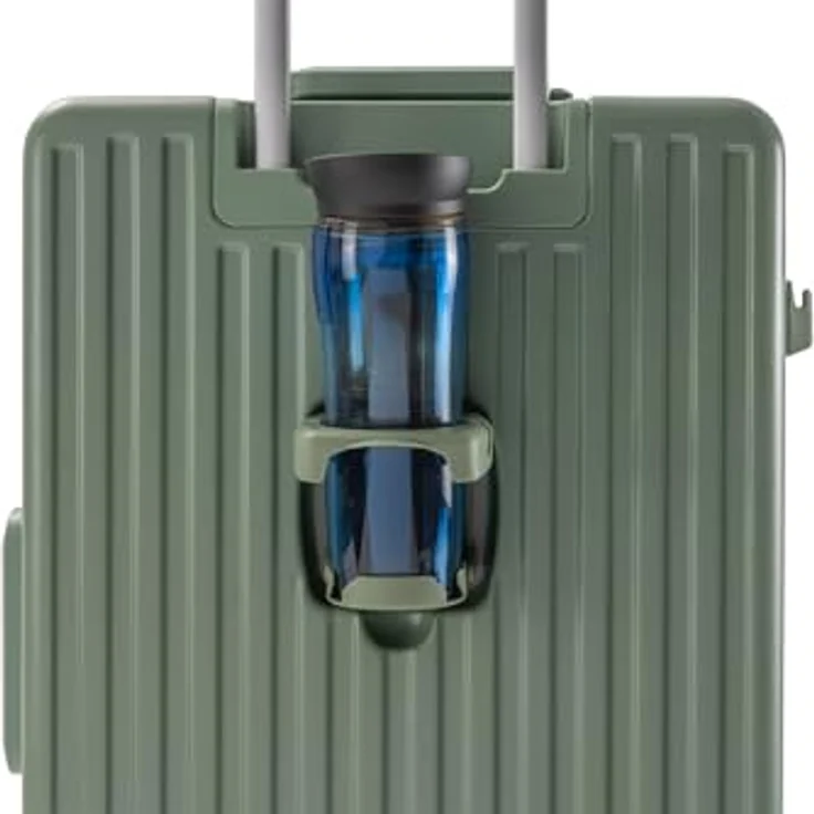 Travelhouse Hartschalen-Trolley Roma, 4 Rollen, mit USB und Getränkehalter Aluminium-Rahmen & Polycarbonat Hartschale, Schwarz – Bild 5